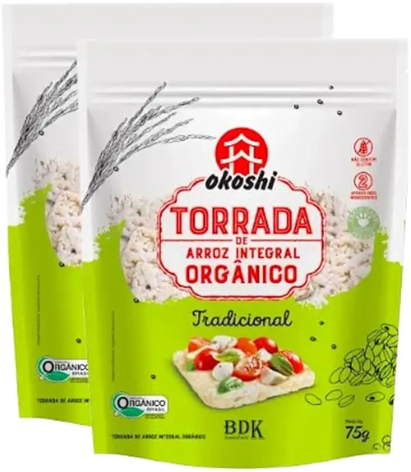 Kit 2X: Torrada de Arroz Integral Orgânica Okoshi 75g