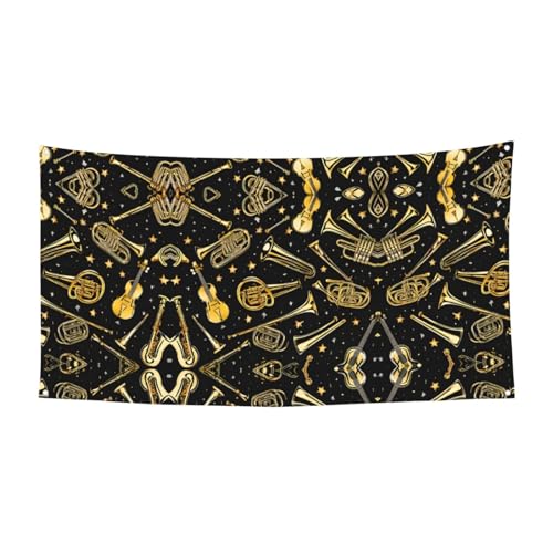 MINDBBDFJ Musical Instruments Print Banners And Signs For Outdoor/Indoor,Personalized Banner Customizable Parties Halloween Banner (180x90cm)