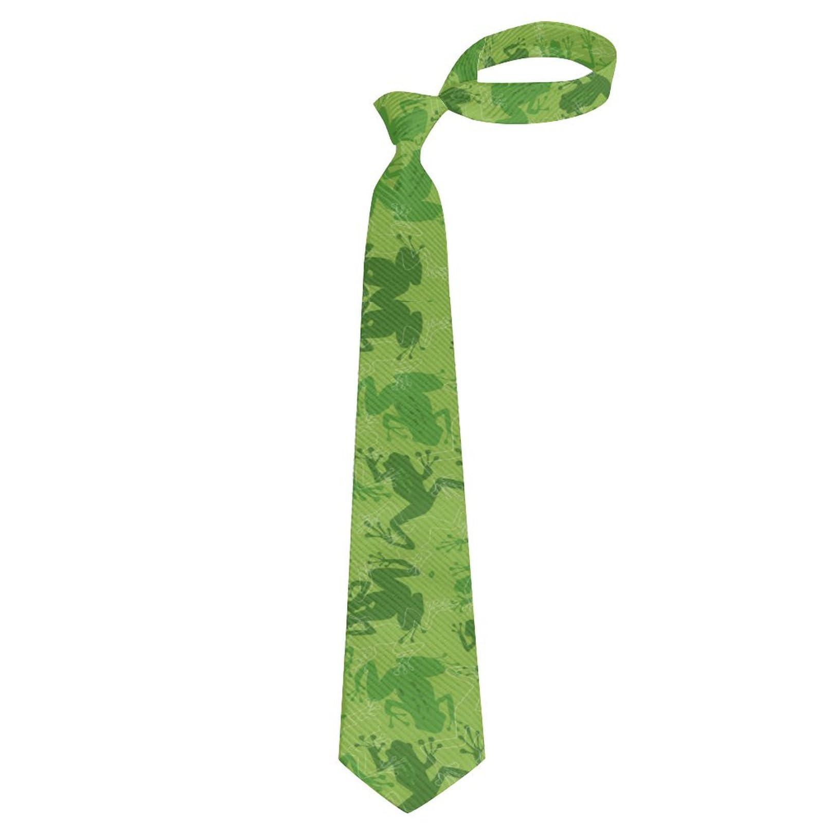 PUYWTIY Novelty Ties for Men Animal Frogs Green Neck Ties, Fashion Holiday Season Party Festival Necktie for Christmas Wedding Daily