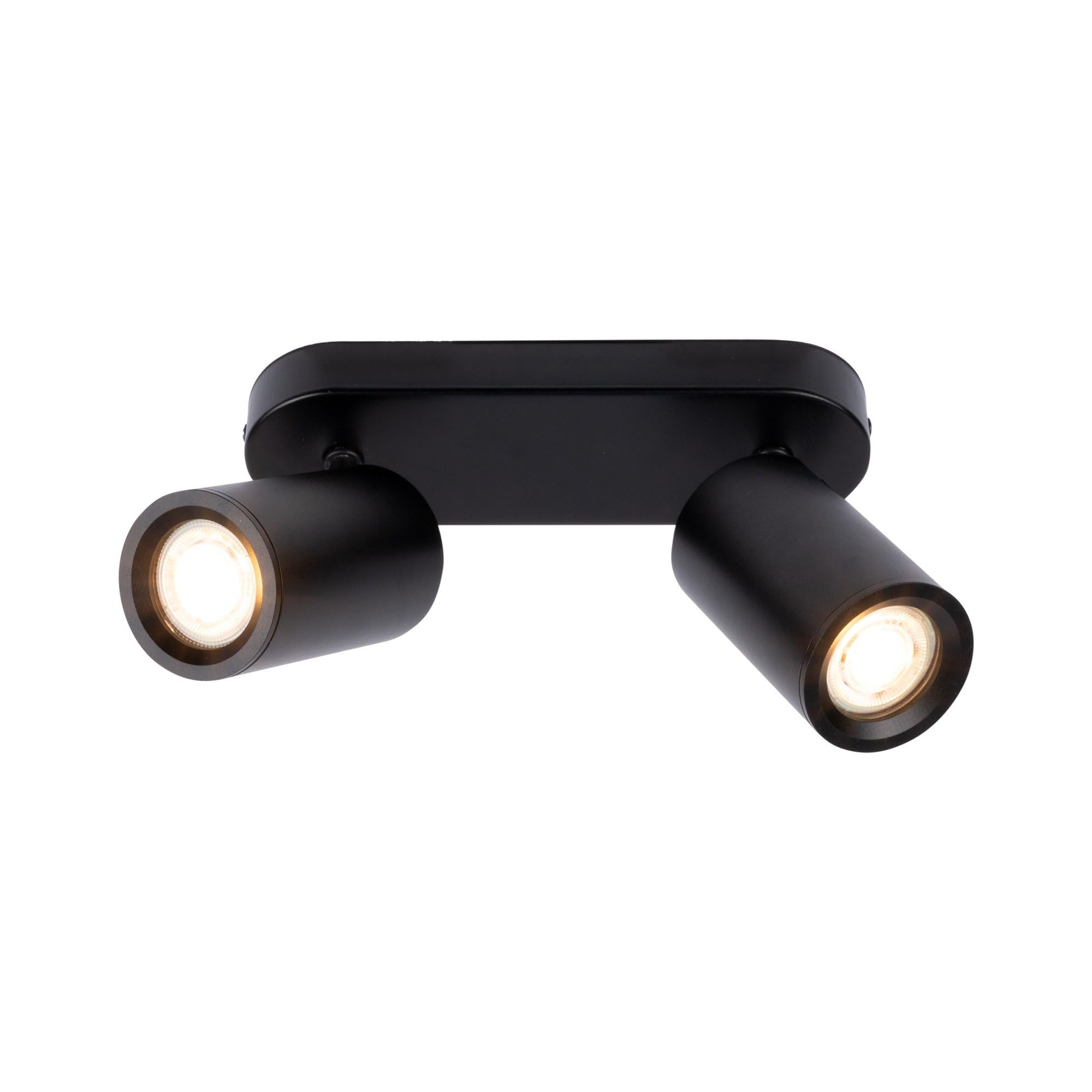 Ledvion - Ceiling Spotlight LED Black 2 Lights, Rectangular, tiltable, GU10 Socket, IP20, Amature