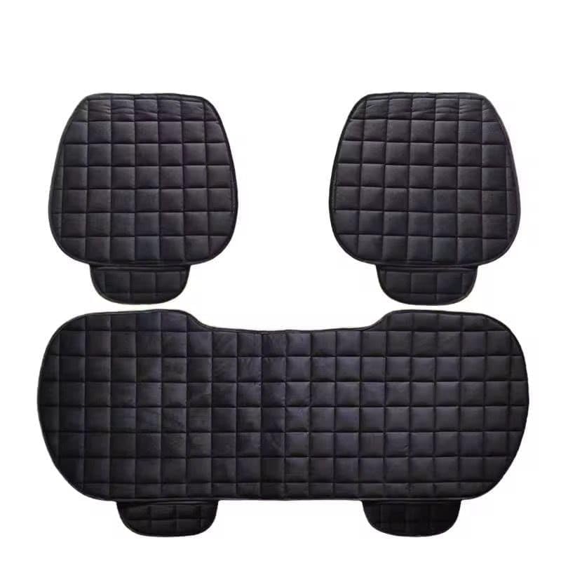 Image of Breathable Car Seat Cushion Cover Set with Memory Foam Padding & Storage Pouch - Universal Anti-Slip Front and Rear Seat Protector Mat for Cars, SUVs and Sedans (Black Combo)