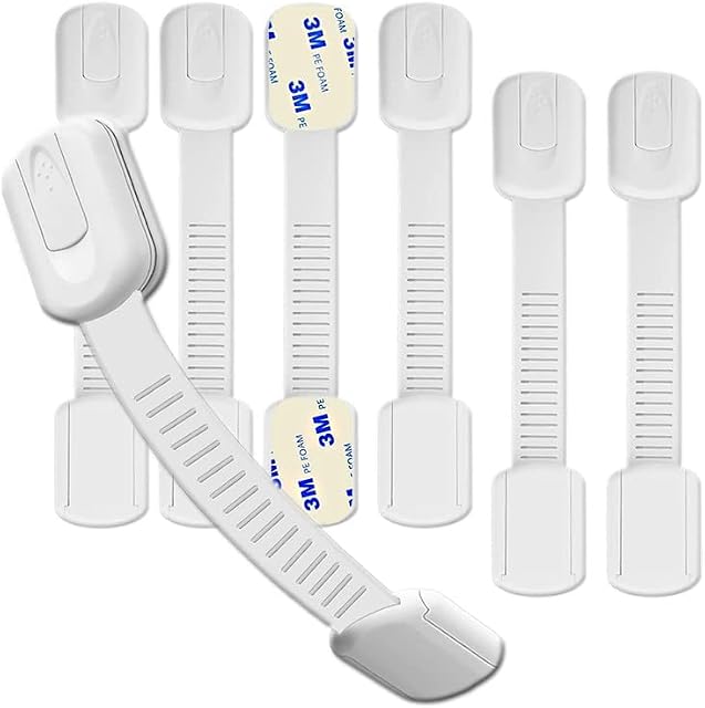 Hion Child Safety Cupboard Locks,6 Pcs Cupboard Locks for Children,Baby Proofing Safety Guards Kit,Adjustable Child Locks for Kitchen Cupboards,Easy to Install Fridge Drawer Lock