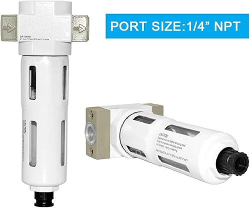 Miniatura 4 de Beduan Filtro de partículas comprimidas en línea de aire de 14", filtro de trampa de agua de humedad con cuenco visible,Drenaje semiautomático (MINI)