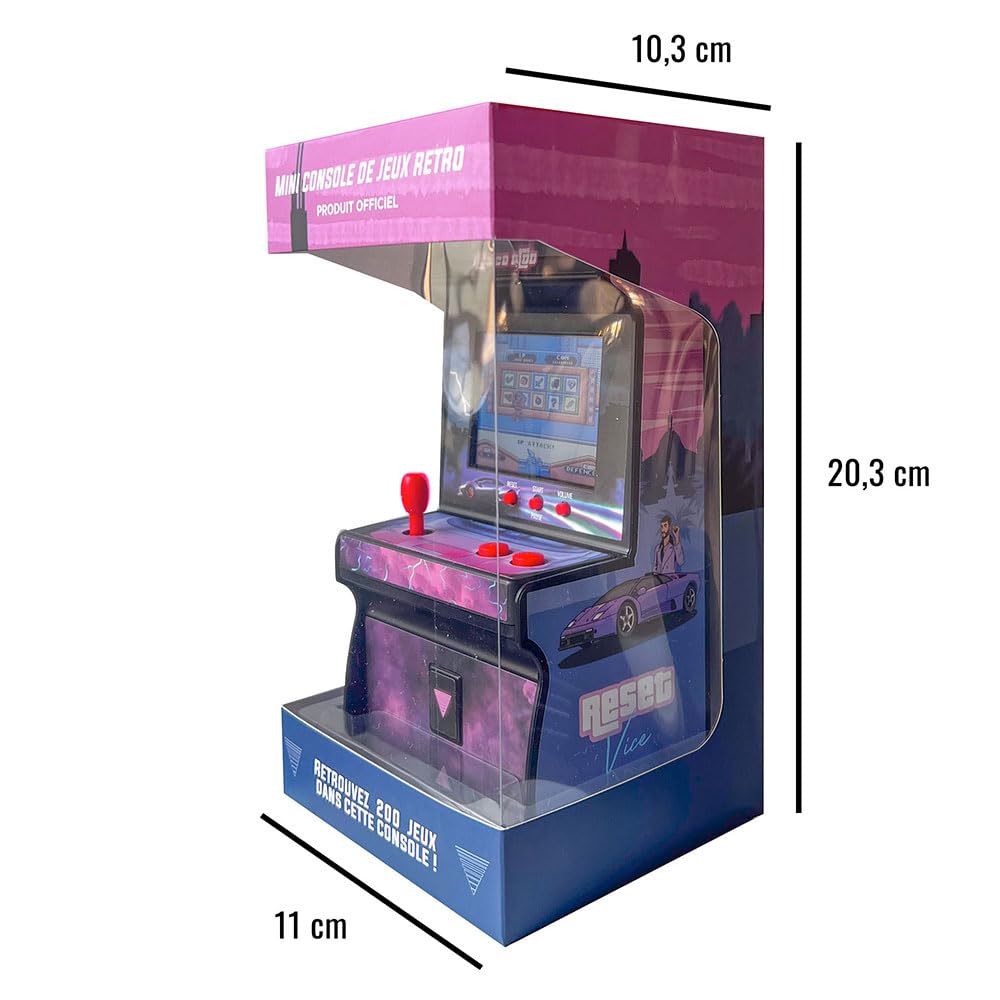 Mini Borne Arcade Retro - 200 Jeux Originaux Intégrés - Console de Jeu Classique Reset Vice 8 Bit