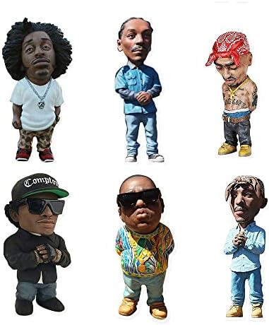 DQWE Rapper Resin Ornament, Hip Hop West Coast Rap Decoration, Cartoon Pendant Legend Commemorative Singer, Peculiar and Interesting Music Star Sculptures (Set of 6)