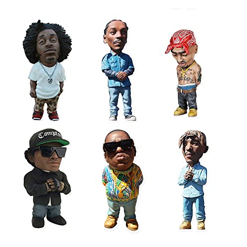 Dqwe Rapper Resin Ornament, Hip Hop West Coast Rap Decoration, Cartoon Pendant Legend Commemorative Singer, Peculiar And Interesting Music Star Sculptures (Set Of 6) #TOP29