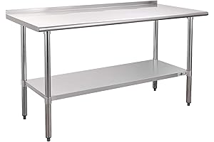 Stainless Steel Restaurant Prep Table with Backsplash and Undershelf - Ideal for...