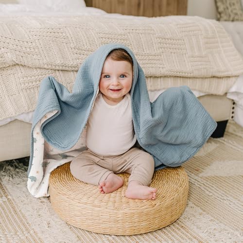 Image of Konssy Muslin Baby Blankets, Super Soft 100% Cotton Crib Blanket | Soft Lightweight Nursery Swaddling Wrap for Girls Boys, Infant Toddler, 40 X 36 In, Elephant