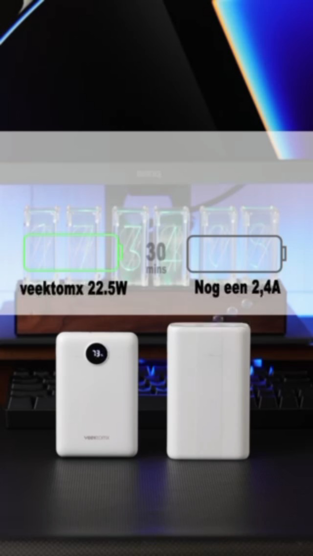 VEGER Externe accu, 30.000 mAh, draagbaar, snel opladen, PD 20 W, max. powerbank, USB C, met 4 uitgangen en 2 ingangen voor iPhone 13, 12, Samsung S21, S20, S22, Huawei Xiaomi