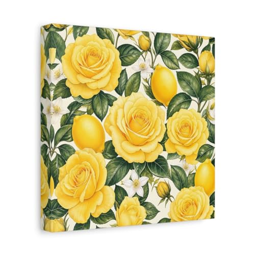 Toile Roses et Citrons Jaunes pour Déco Salon Réaliste