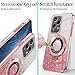 Hlgcokro Silicone Case Compatible with Honor 200 Lite Case with Ring Holder Kickstand, Phone Case for Honor 200 Lite Funda Clear Glitter Shockproof Protective Cover (Rosa)