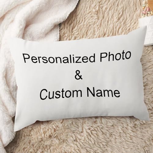 ArogGeld Custom Lumbar Pillow with Picture Text Customized Photo Pillowcase, Throw Pillowcases Home Decor Custom Pet Photo Dog and Cat Decorative Cushion Pillowcase Custom Kid Photo 12x20in