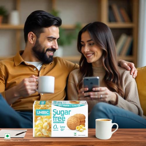 Image of Unibic Sugar Free Butter Cookies 202.5g I Low GI No Maida I Sugar-Free Snack I Healthy Cookies (weight may vary) Pack of 2