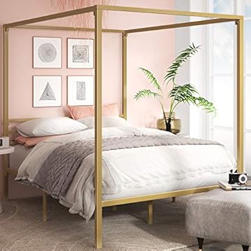 wood canopy bed frame queen