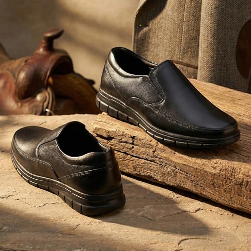 Image of Liberty Fortune HML-90E Formal Shoes for Men - Black & Brown Genuine Leather Slip-On Moccasins | Cushioned Leather Insole, Office, Boardroom, Wedding, Interview, Festive & Formal Dress Shoes