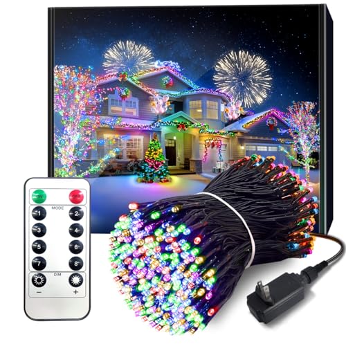 Acan 100FT Outdoor String Lights, Multicolor Fairy Light, Christmas Lights 300 LED Waterproof 8 Modes for Patio Bedroom Holiday Party Christmas Tree Wedding Garden