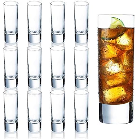 Farielyn-X Clear Heavy Base Shot Glasses 12 Pack, 2 oz Tall Glass Set for Whiskey, Tequila, Vodka Cover