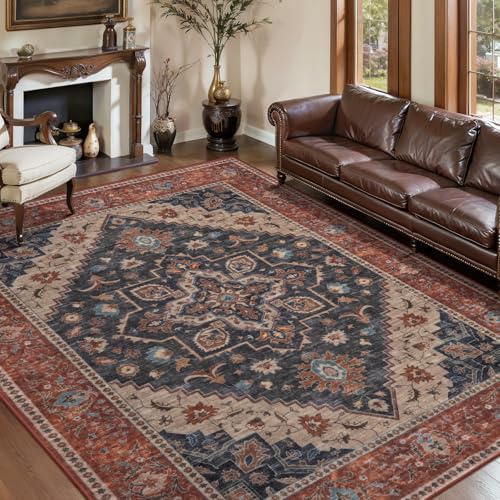 Image of Tangsoo 5x7 Washable Area Rugs for Living Room, Vintage Indoor Non Slip Rug
