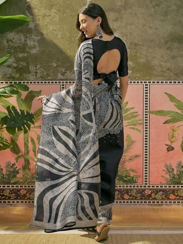 Image of SIRIL Women's Cotton Printed Saree With Unstitched Blouse Piece