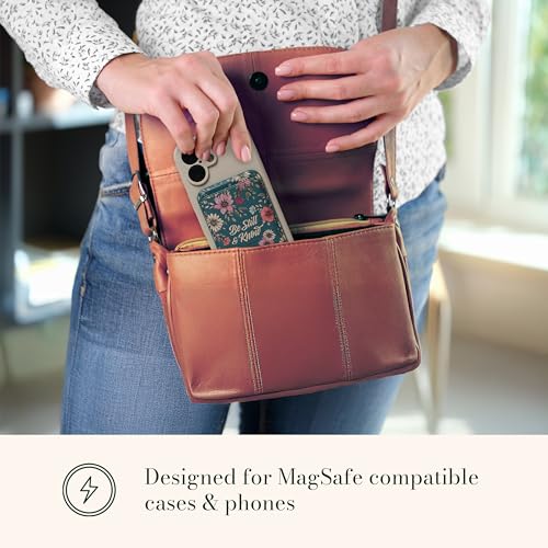 Image of Christian Art Gifts Magnetic Phone Wallet for Women: Be Still Encouraging Scripture, MagSafe Compatible, Premium Faux Leather, Slim Design Cash & Card Holder, Cute Teal Multicolor Floral, 3.8 inch x 2.5 inch