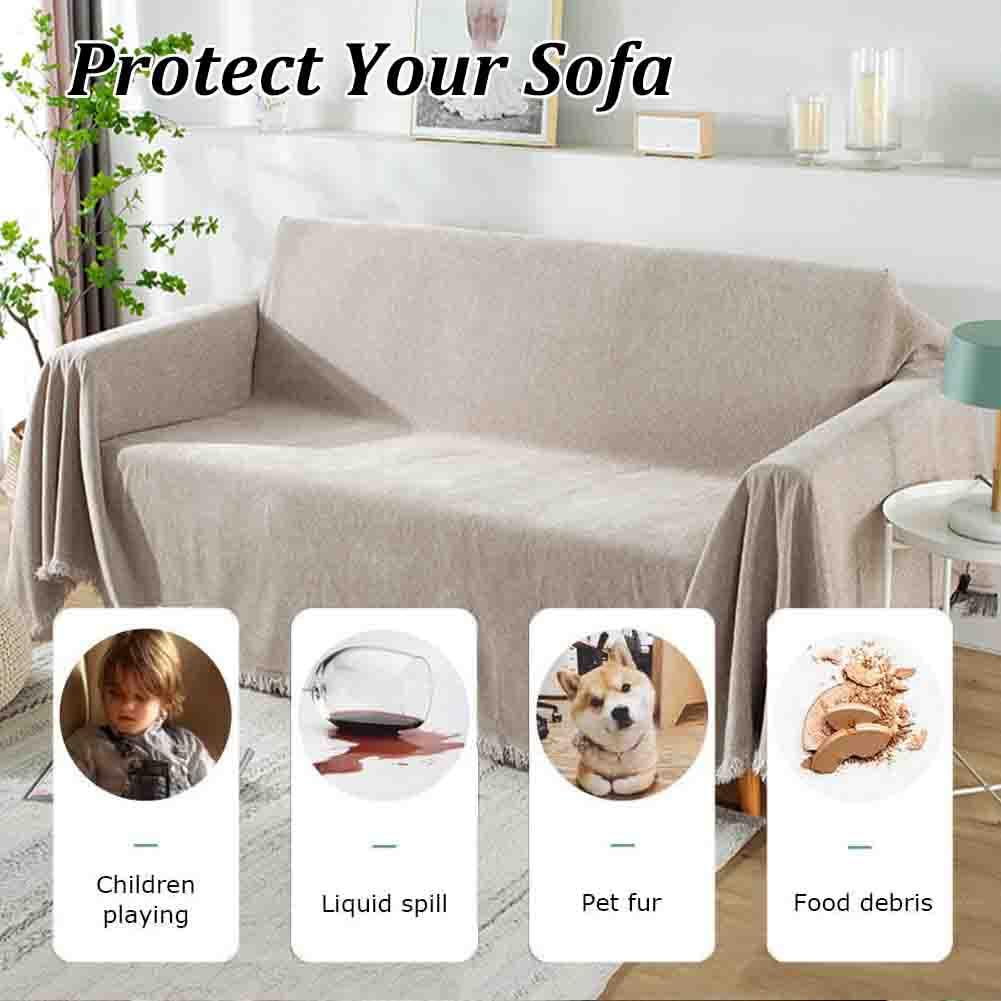 Manta Grande para Sofá, Plaid Impermeable, Chenille Mantas Grandes, Cubre Chaise Longue, Lavable (#396, 180x380cm)