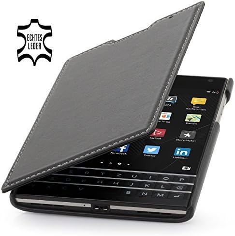 StilGut® Book Type, Genuine Leather Case for BlackBerry Passport, Black Nappa