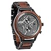 Treehut Men’s Walnut Wooden Stainless Steel Quartz Chronograph Analog Japanese Movement Watch