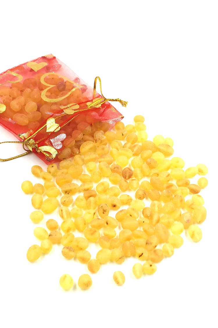 Amber Jewelry ShopAmber Jewelry Shop Unpolished Natural Baltic Raw Loose Beads with Drilled Hole - 5 Grams - Certified Natural Beads for Making (Brown)