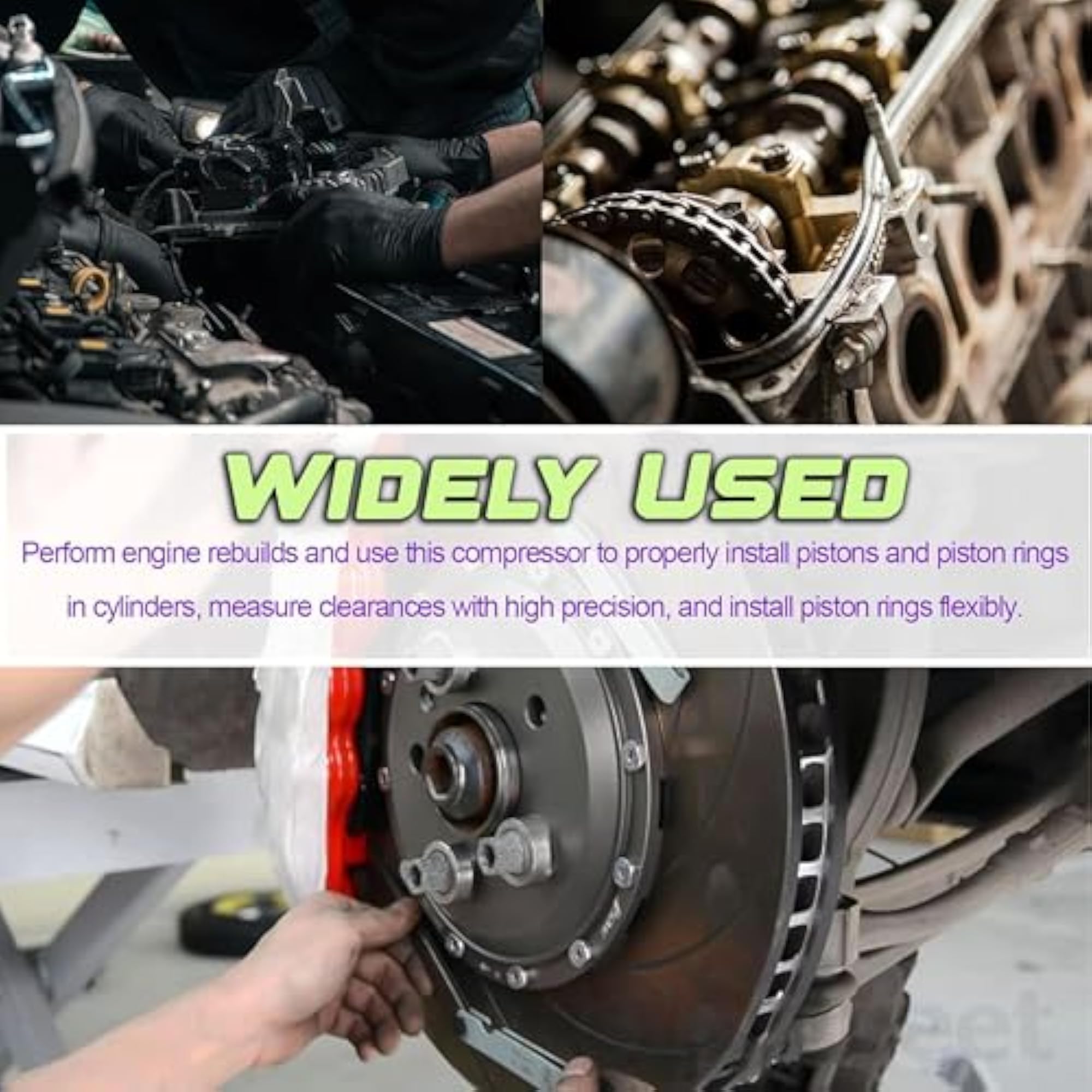 3 Car Engine Piston Ring Compressor Tool, 53-125mm