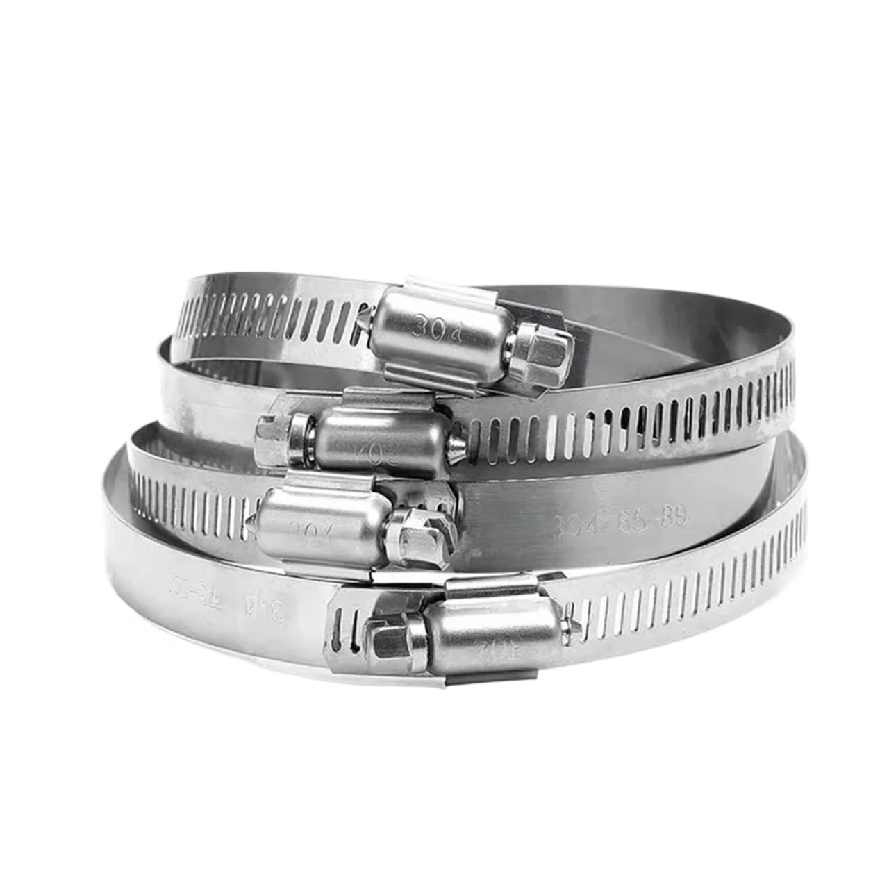 5-Pack 8mm-700mm Pipe Clamps Heavy Duty Stainless Steel Hose Clamps Car Fuel Hose Clamps(65-89mm)