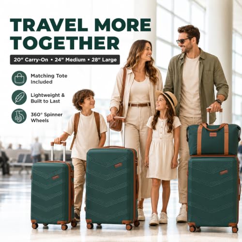 Image of CONCEPTEN Expandable Hardshell Luggage Set 5 Piece, 22x14x9 Airline Approved Carry On, 20 /24 /28 inch Suitcase Set with TSA Lock, Spinner Wheels, ABS+PC (Teal) | Suitcase Set with Spinner Wheels TSA-approved Lock ABS Travel 20 /24 /28 Inch
