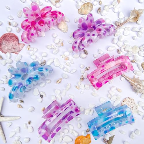 Hair Clips for Women,6PCS Big Flower Claw Clips for Thick Thin Hair,Strong Hold Cute Hair - image 5
