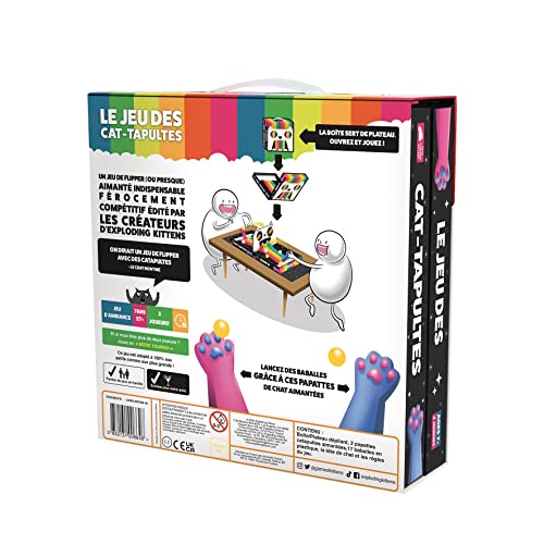 Asmodee - Le Jeu des Cat-TAPULTES - Jeu d'Ambiance pour Enfants à Partir de 7 Ans - Jeu de Société d'action - Boîte Sert de Plateau de Jeu - 2 Joueurs - 15 Min - Exploding Kittens