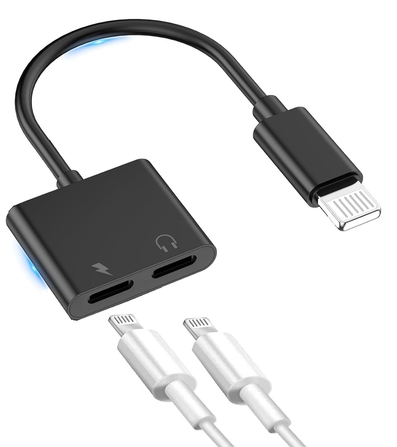 [MFi Certified Light_ing to Daul Light_ing Adapter 8-Pin Headphone Earphone + Charge Metal Aluminum Cable Splitter Compatible for iPhone 14/1312/11/SE/X/XR/XS/8/7/6 All Models -Black-image-32
