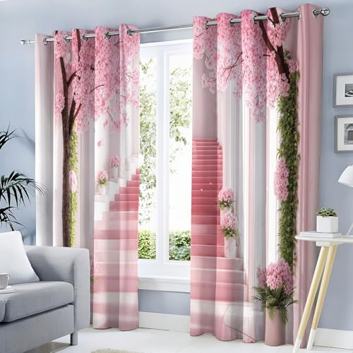 Rideau occultant isolant contre le jour et le froid rose 3D - 3