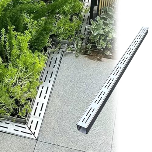 Canaleta Desague Sistema De Drenaje De Zanja De Entrada De Acero Inoxidable 304, Zanja De Drenaje Delgada Para Terraza, Patio Y Garaje Para Bloquear Escombros, Rejilla De Drenaje De Zanja De Canalón D