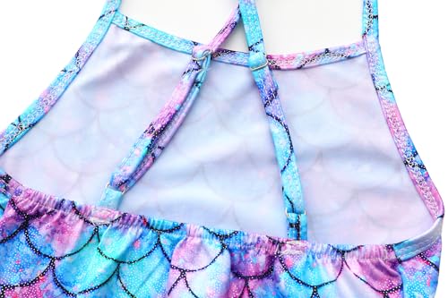 Image of iLover Girls Sparkle One Piece Swimsuits Crossback Swimwear Beach Bathing Suit with Adjustable Strap 4-10 Years