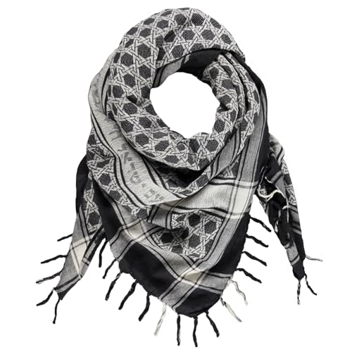 Sudra Jewish Scarf, Interlink Black Scarf with Fringe for Men & Women Premium Fabric, Versatile as Neck or Head Scarf