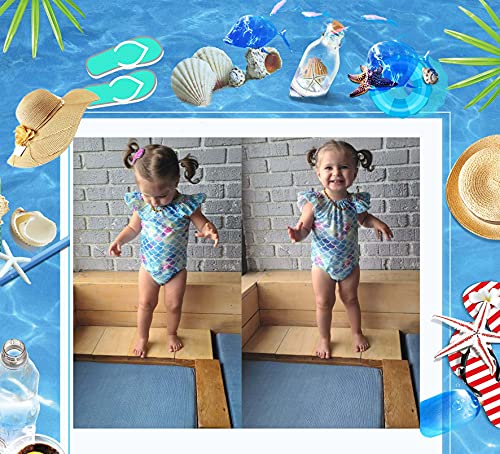 Toddler Girl One Piece Swimsuit Ruffles Mermaid Fish Scale Swimwear Bathing Suit For Beach Summer #TOP2