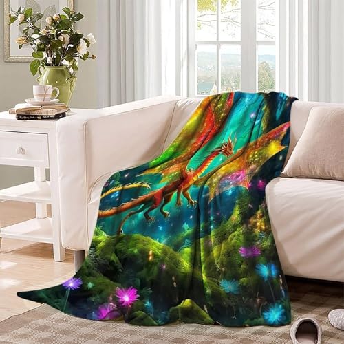 Couverture ptérosaure 3D plaid anti-froid microfibre douce lit
