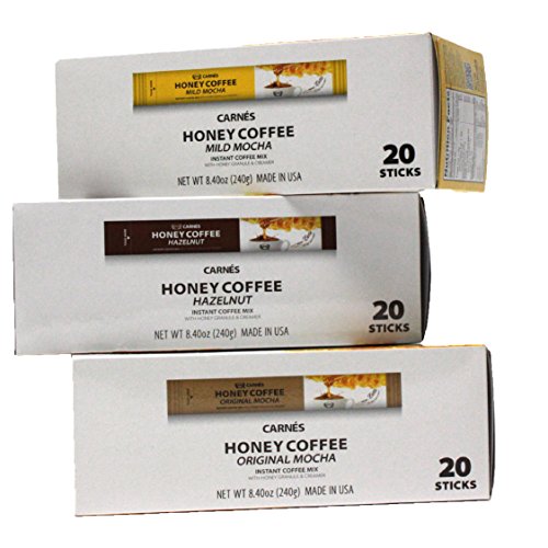 Carnes Premium Instant Coffee Mix with Honey Powder (Variety, 20 Count_3 Boxes)