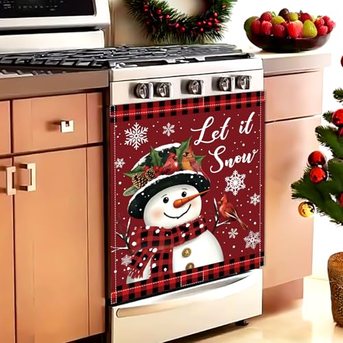 Image of Christmas Dishwasher Magnet Cover, 23x26In Let it Snow Snowman Dishwasher Magnet Sticker for Kitchen Decoration Funny Refrigerator Magnet Cover Fridge Panel Decal Refrigerator Magnet Cover