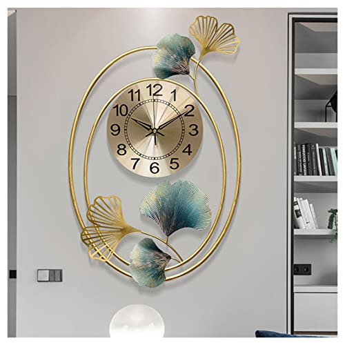 Horloge murale en métal Ginkgo Biloba numérique, grand format 47x75 cm design contemporain chic
