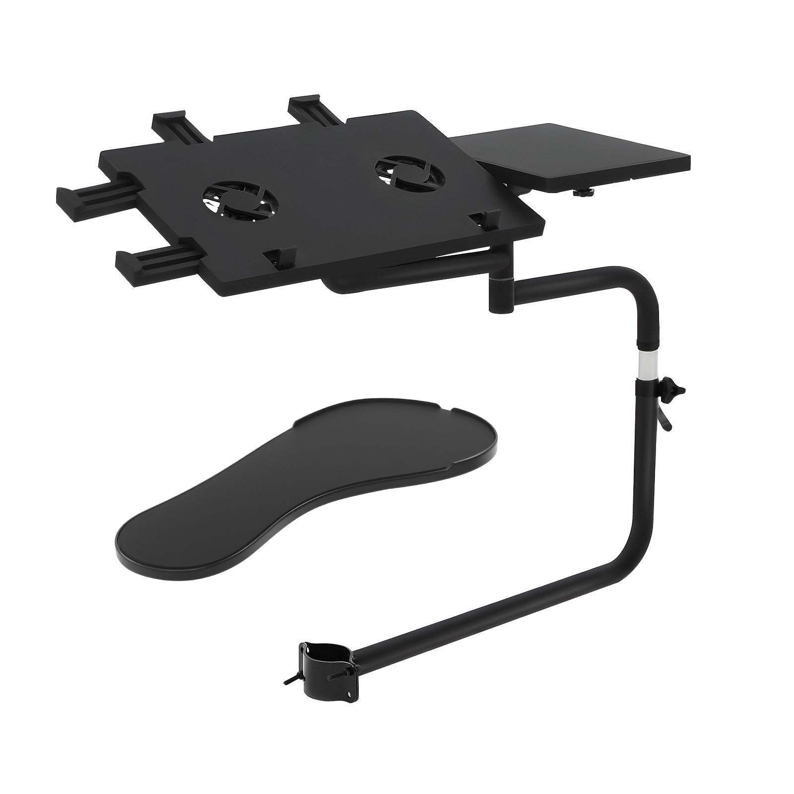 Supporto per tastiera con tappetino per mouse e bracciolo, supporto per tastiera mobile con 2 ventole, accessori per computer, altezza regolabile, larghezza per ufficio, ergonomia per 8-12