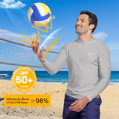 MEETWEE Herren Rash Guard Rash Vest Männer Langarm/Kurzarm UV Schutz T-Shirt Tops UPF 50+ Schnelltrocknend für Schwimmen Surfen Wassersport