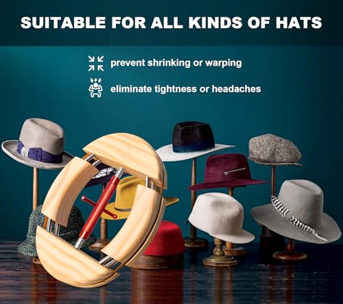 Image of 4 Way Hat Stretcher, Hat Stretcher for Fitted Hats, Heavy Duty Hats Shaper Extender w. Lever Wrench for Men All Kind of Caps