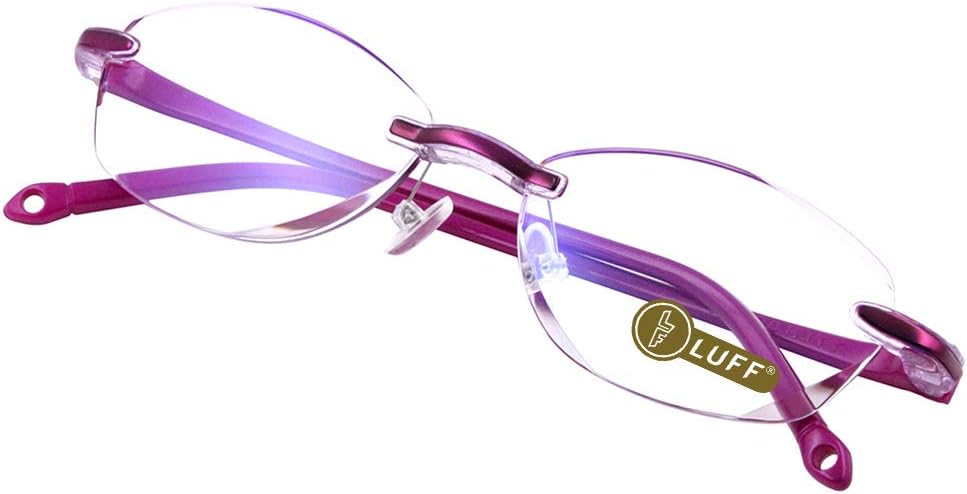 LUFF Reading Glasses Hd Anti-Blue Diamond Cut Edge Frameless Reading Glasses for mens