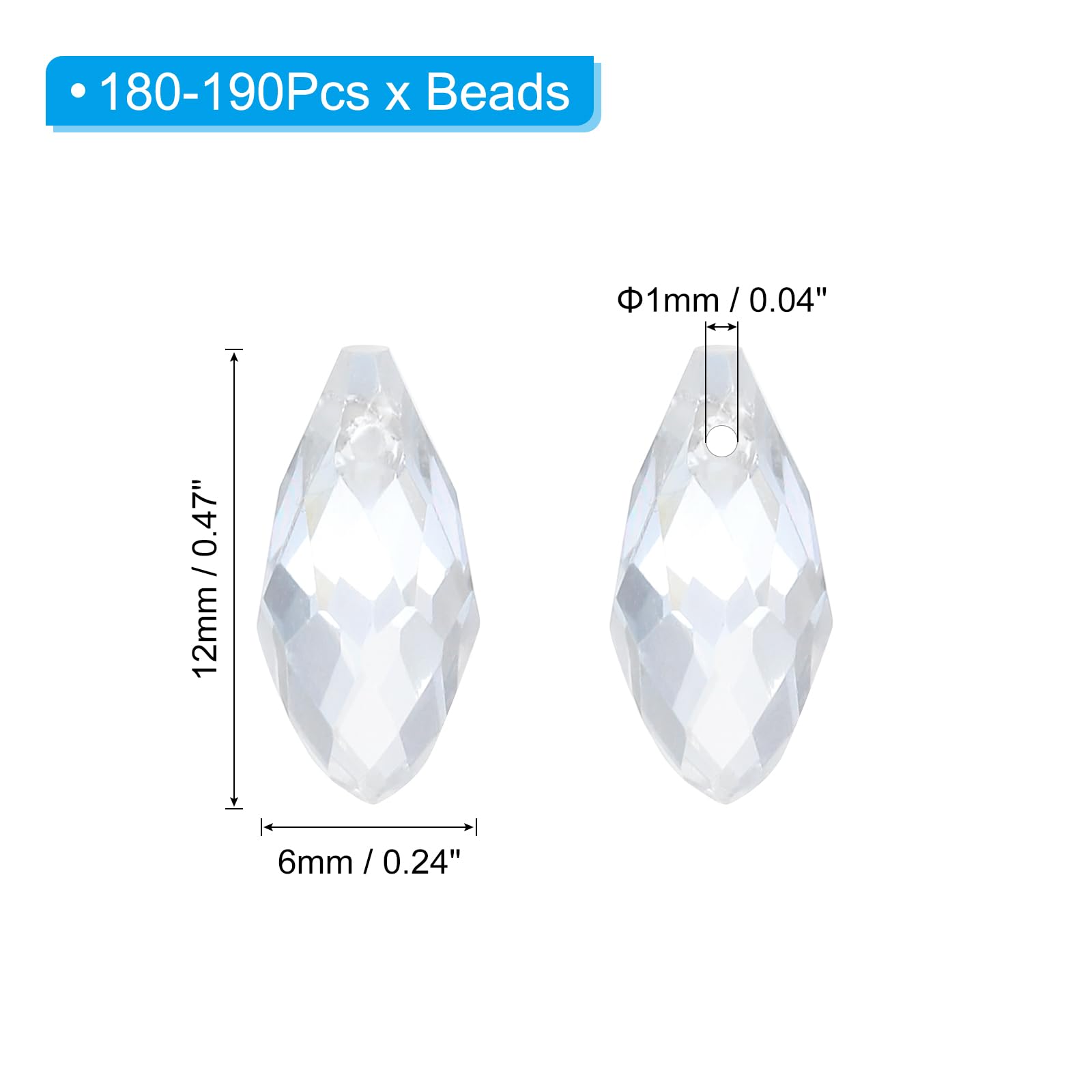 PATIKIL 2 Strands 180-190Pcs Teardrop Crystal Beads - Image 2