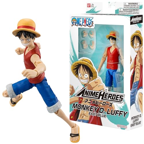 BANDAI Anime Heroes – One Piece – Figura de acción de 17 cm Monkey D. Luffy East Blue – Licencia Oficial de One Piece – Figura de acción articulada Luffy – Juguete para niños a Partir de 4 años