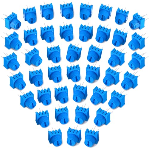 Flutesan 48 Pieces 10K Ohm Trim Potentiometer Kit with Knob Variable Resistors Breadboard Trimmer Potentiometer Assortment Kit Compatible with Arduino, Blue